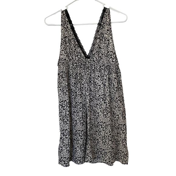 Zara Plunge V-Neck Tunic Sleeveless Top Lace Trim Black and Cream Size 8 - Picture 2 of 6